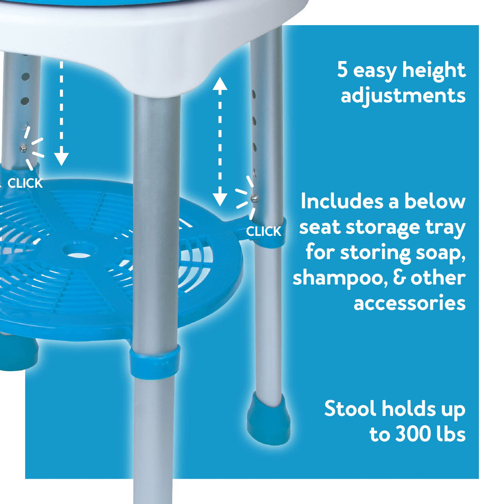 Adjustable Rotating Bath and Shower Stool with Storage Tray H531