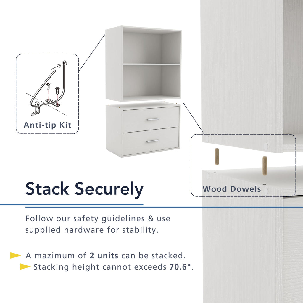 2-Drawer Wooden Stackable Storage Drawers V52889