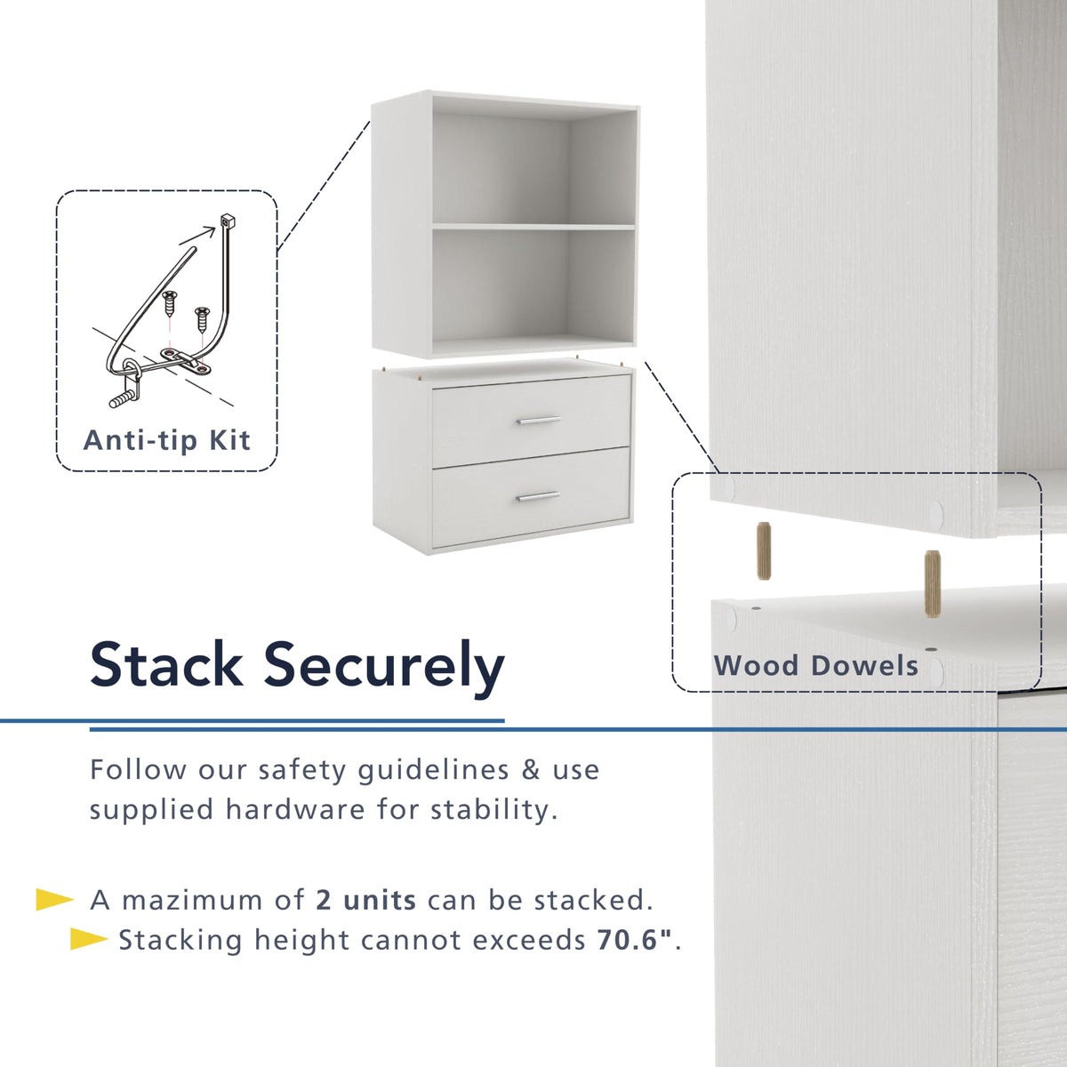 2-Drawer Wooden Stackable Storage Drawers V52889