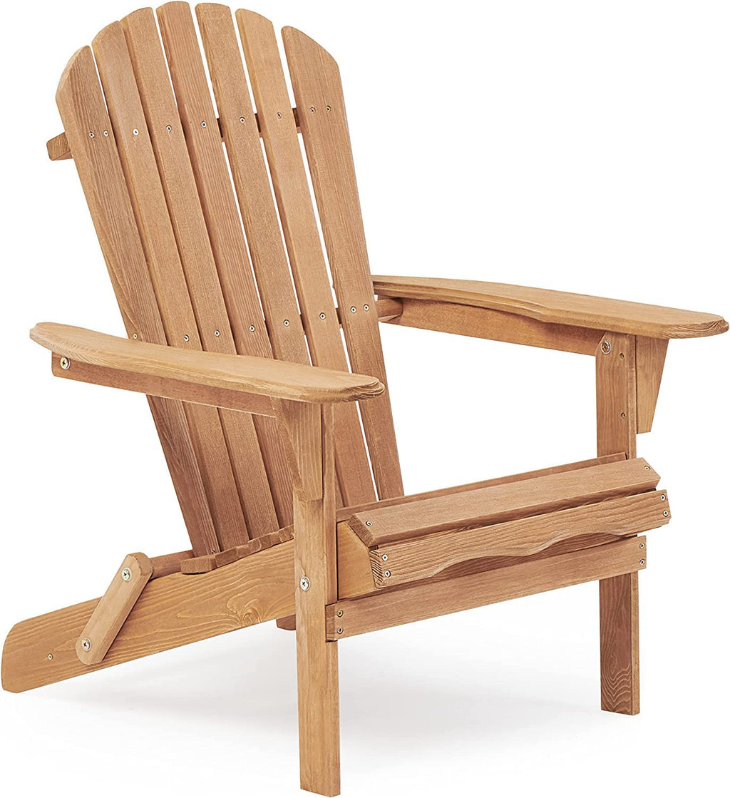 Wooden Folding Adirondack Chair Set of 2 Solid Cedar Light Brown X465384
