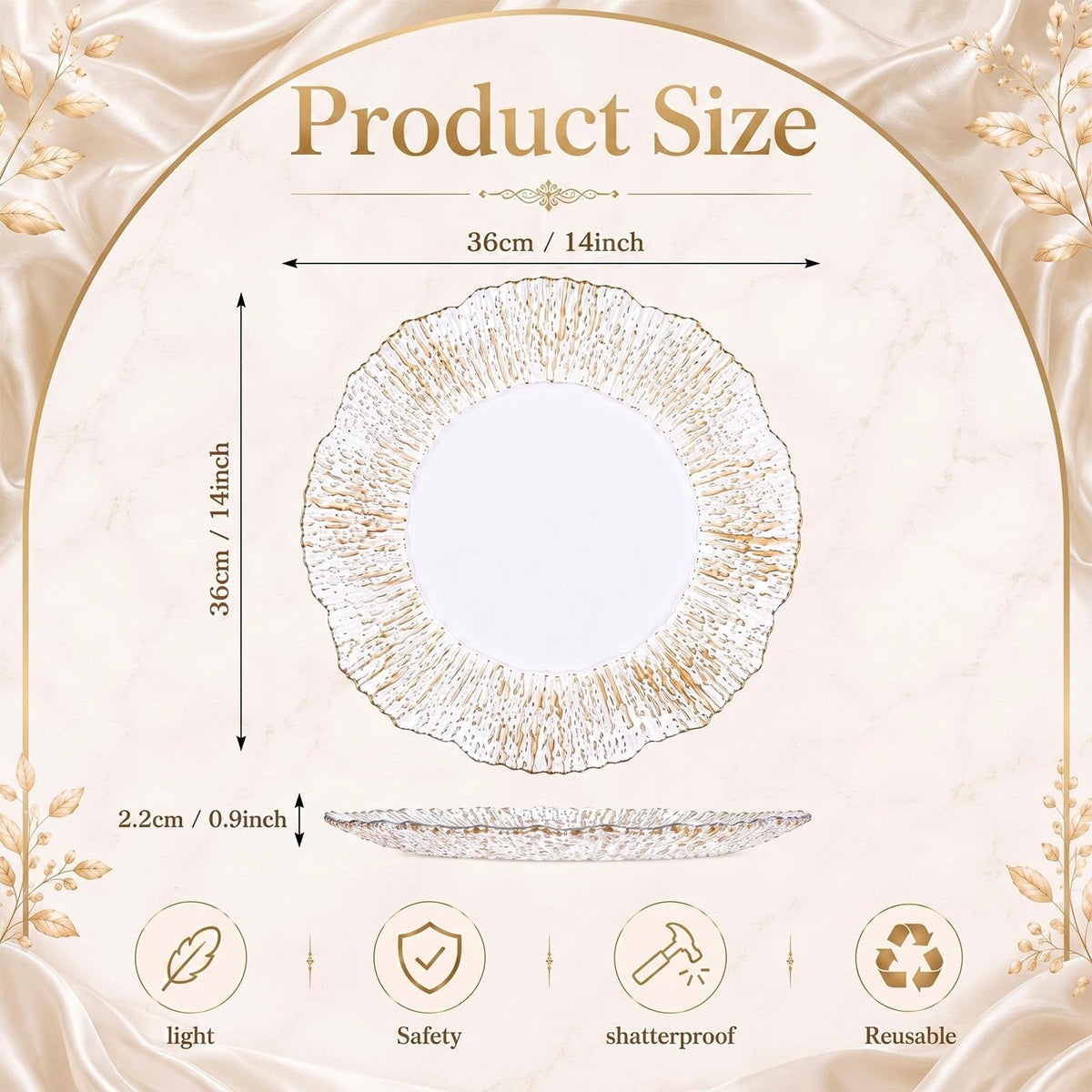 12 Pcs Baroque Plastic Charger Plates S8355