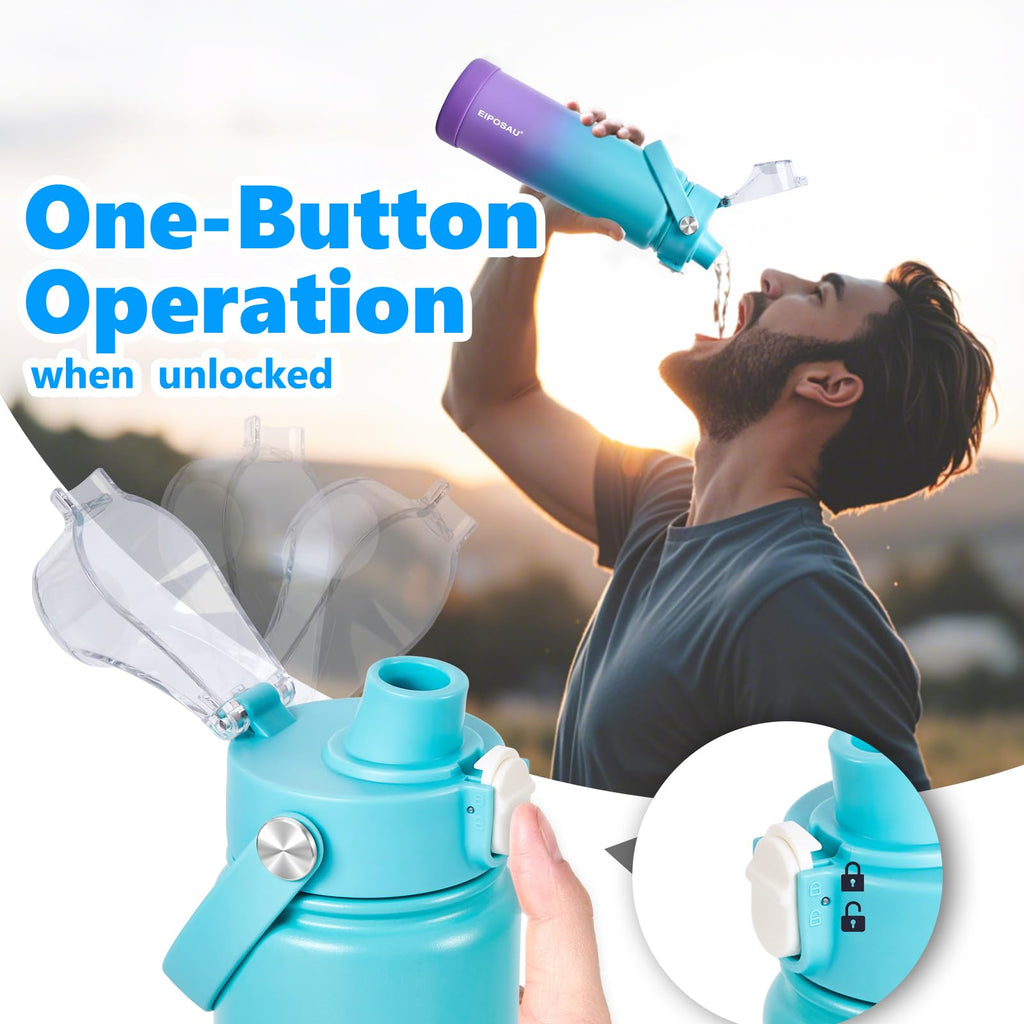Insulated Water Bottle with Lid & Boot & Stickers, 24 oz B944411