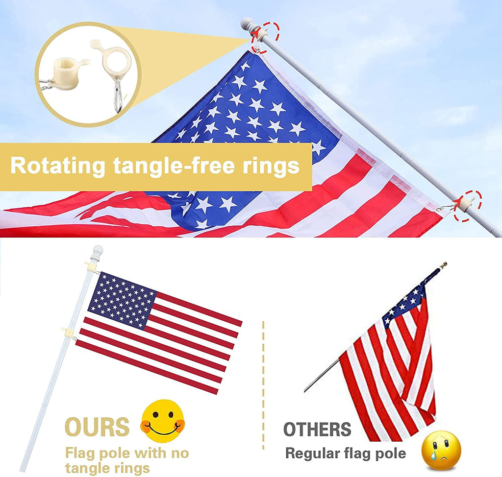 White 5-6ft Tangle Free Metal Flag Pole Kit L764