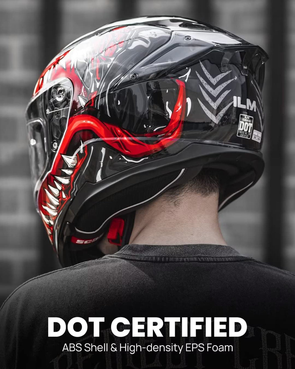 Full Face Dual Visor Motorcycle Helmet with Rear Wing Z816