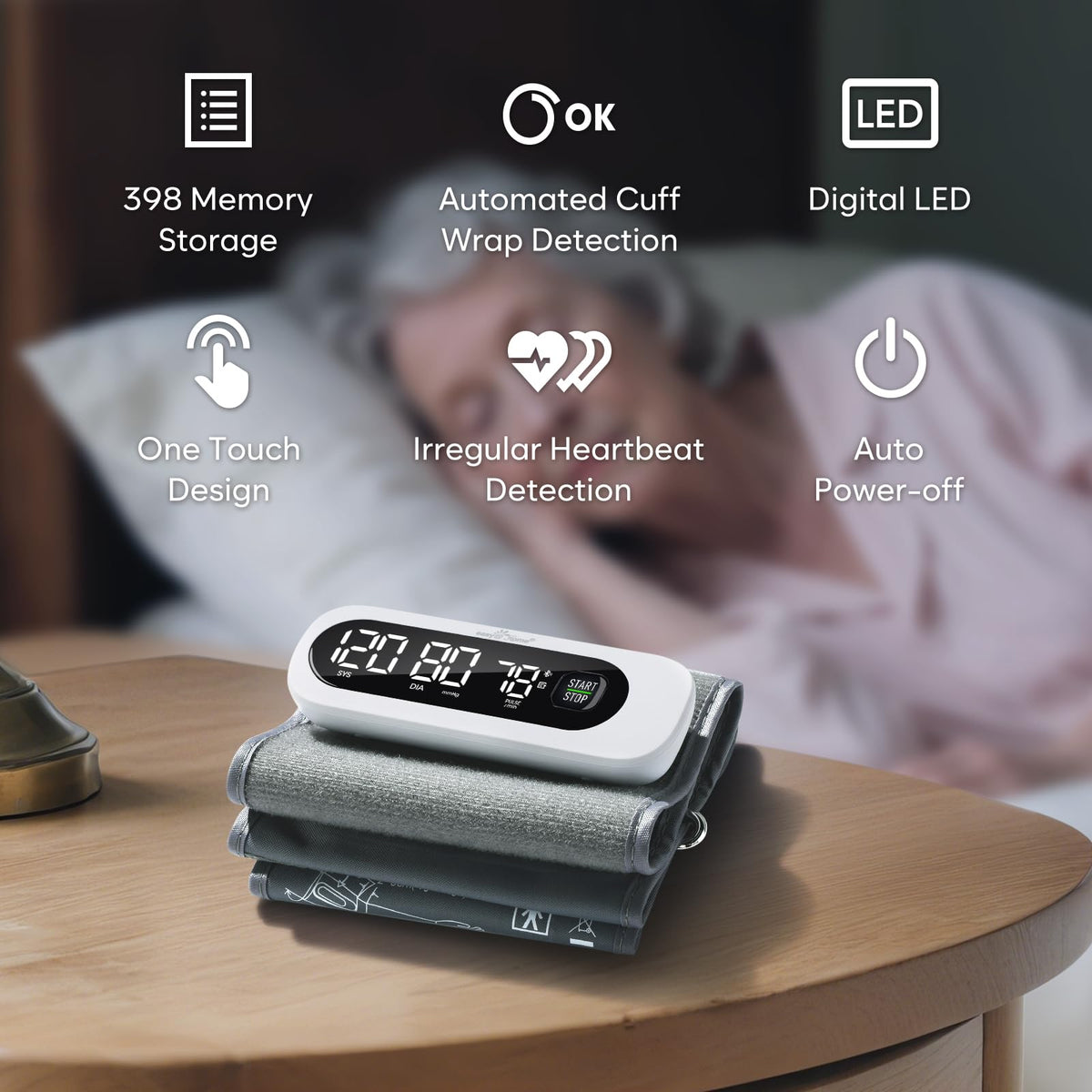 Wireless Bluetooth Blood Pressure Monitor with Large Cuff T364