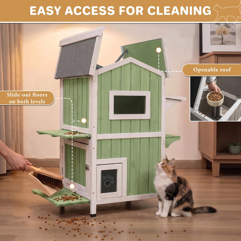 Weatherproof Wooden Outdoor Cat House D8050