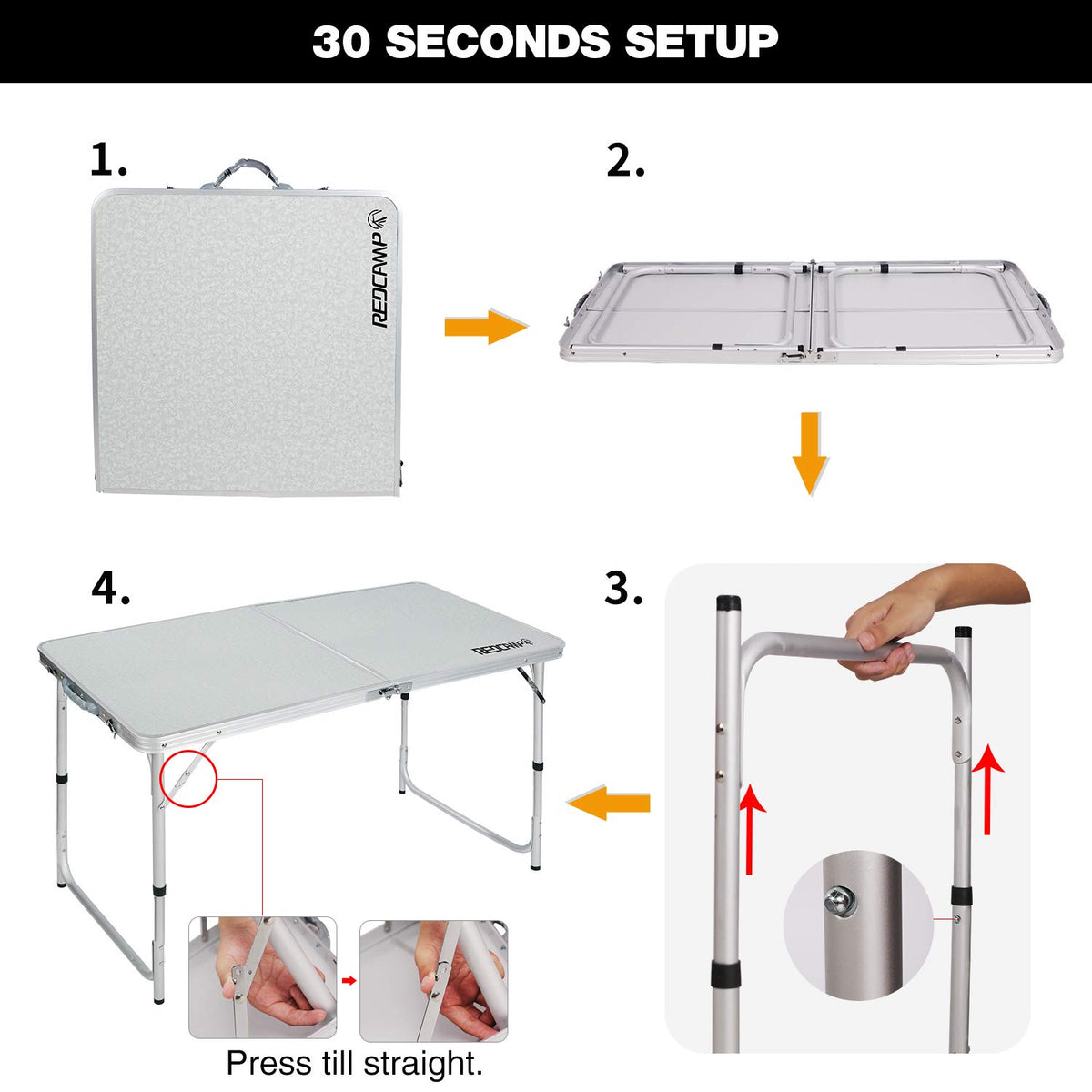 4ft Lightweight Portable Folding Camping Table with Adjustable Heights T696525