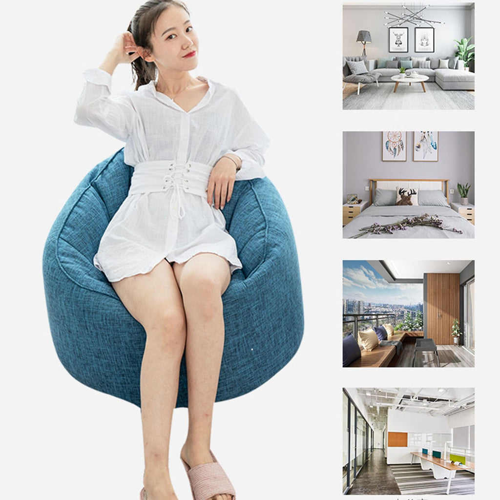Yellow Cotton Linen Bean Bag Chair Cover 76x68x60cm J2917