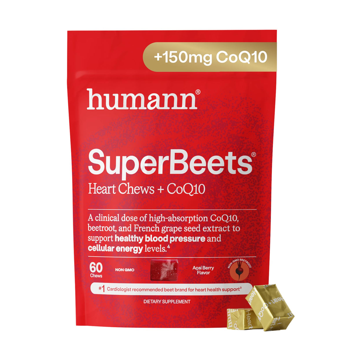 SuperBeets 5-in-1 Heart Chews 150mg CoQ10 60 Ct W623892