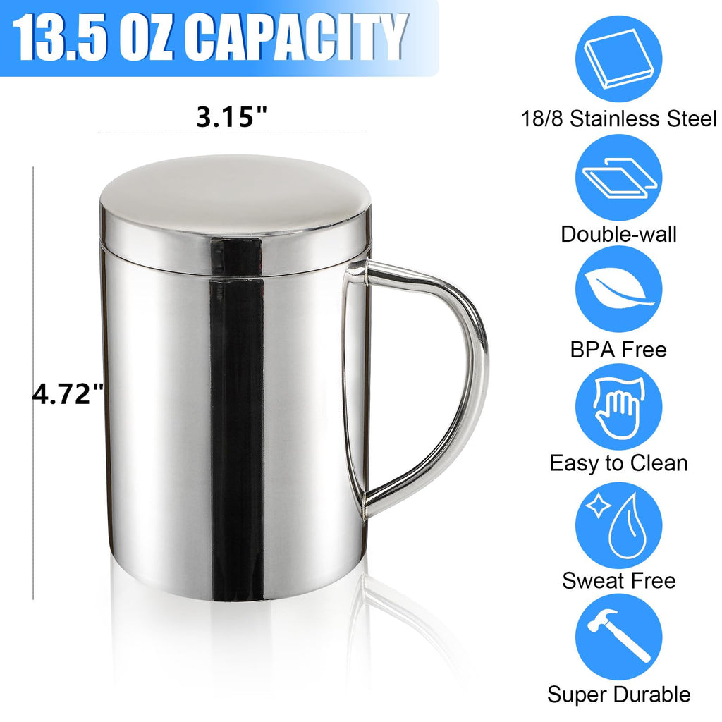 2 Pack 13.5 oz Stainless Steel Insulated Mugs with Lid and Handle S441574