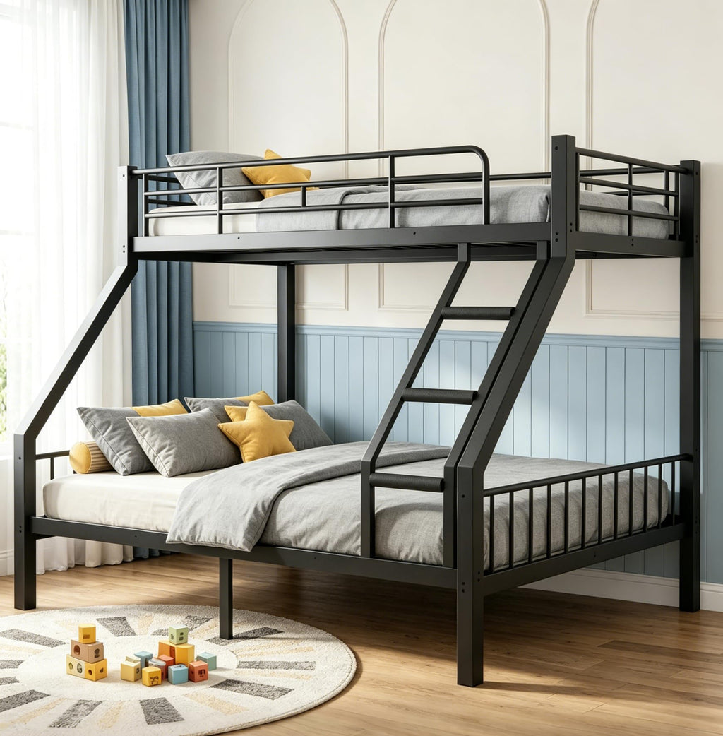 Twin XL Over Queen Bunk Bed with Angled Ladder W2325