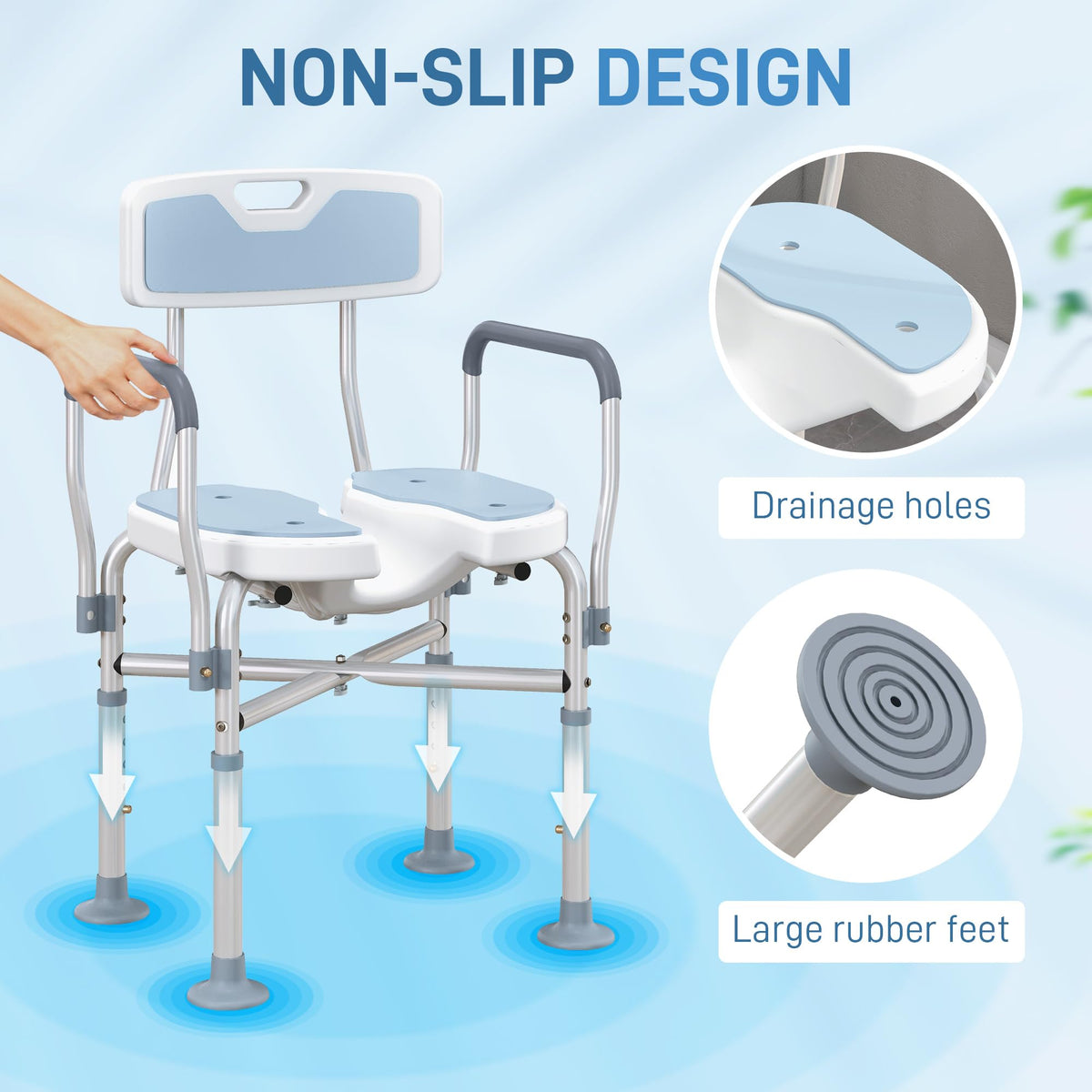 Padded Shower Chair with Arms and Back M18152