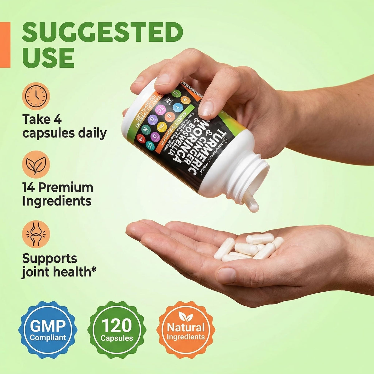 Turmeric Moringa Ginger Boswellia Saffron Supplement T3214
