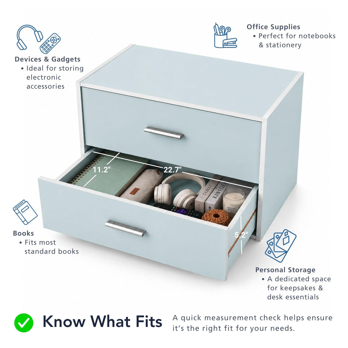 2-Drawer Wooden Stackable Storage Drawers V52889