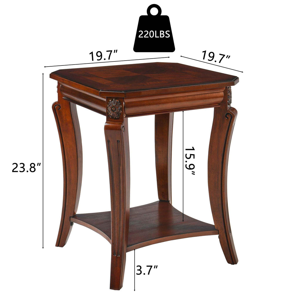 Vintage Wood End Table with Storage Shelf O665