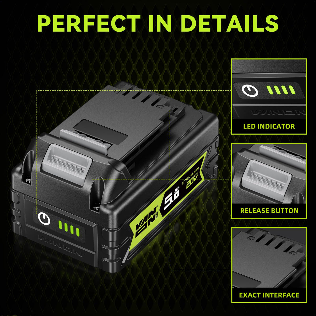 20V Max 5.0Ah Lithium Battery 2 Pack A9408