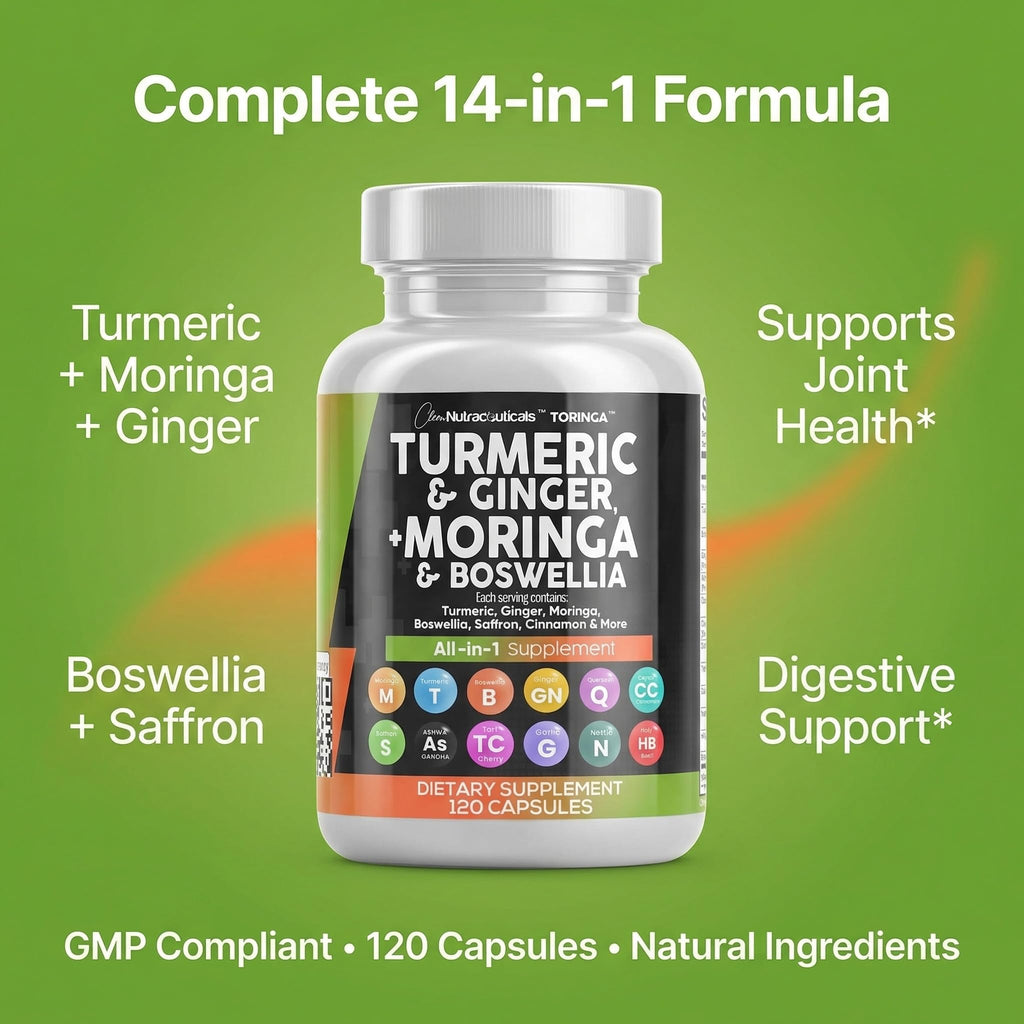 Turmeric Moringa Ginger Boswellia Saffron Supplement T3214