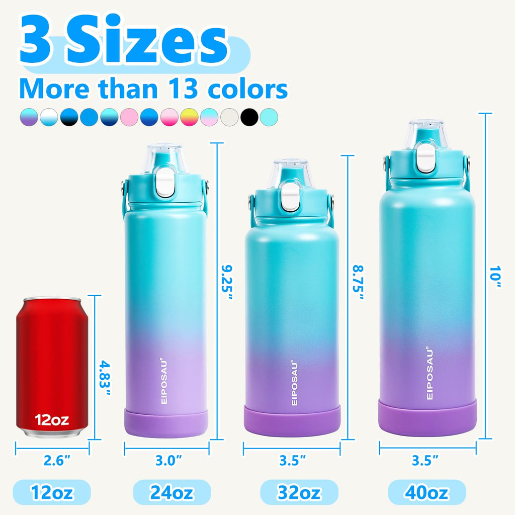 Insulated Water Bottle with Lid & Boot & Stickers, 24 oz B944411