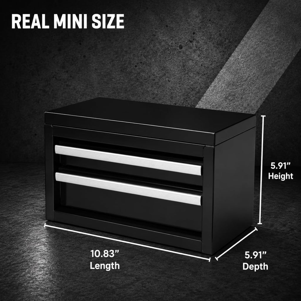 Mini 2-Drawer Steel Tool Box Black K2678