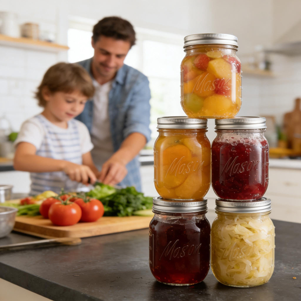 16 oz 6-Pack Regular Mouth Glass Mason Jars with Airtight Lids X147