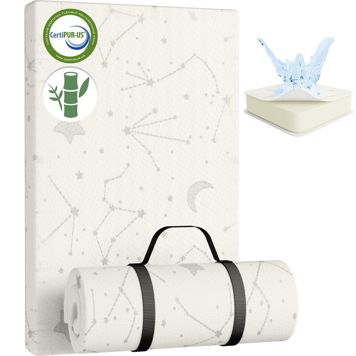 Bamboo Breathable 38x26 Waterproof Baby Mattress Topper with Strap D770582