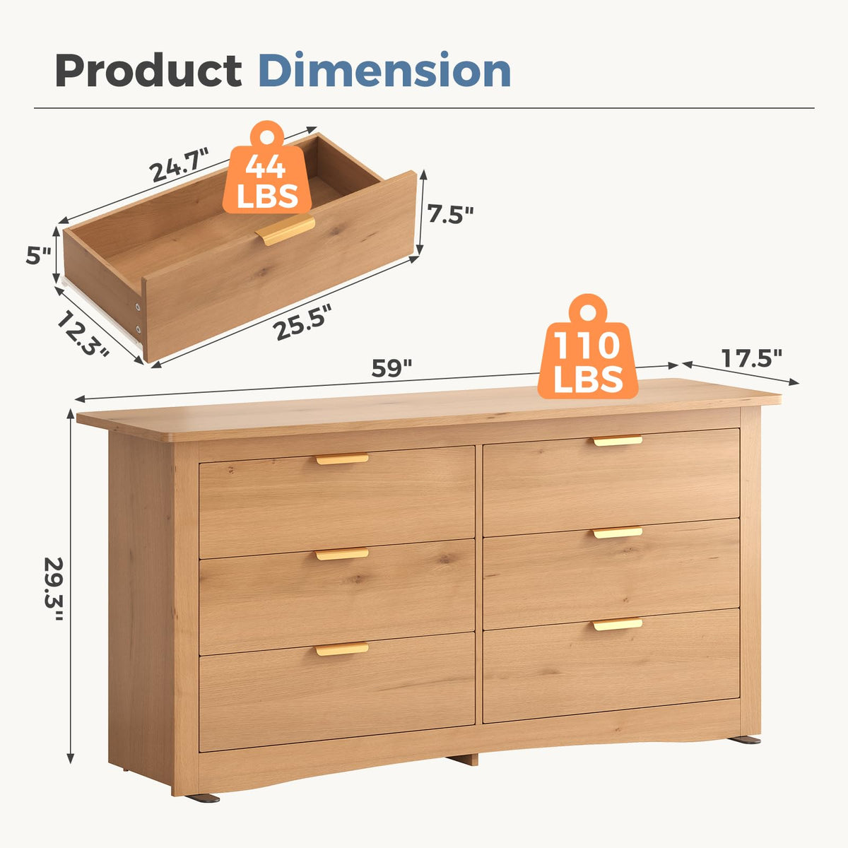 6 Drawer Wood Storage Cabinet Z158219
