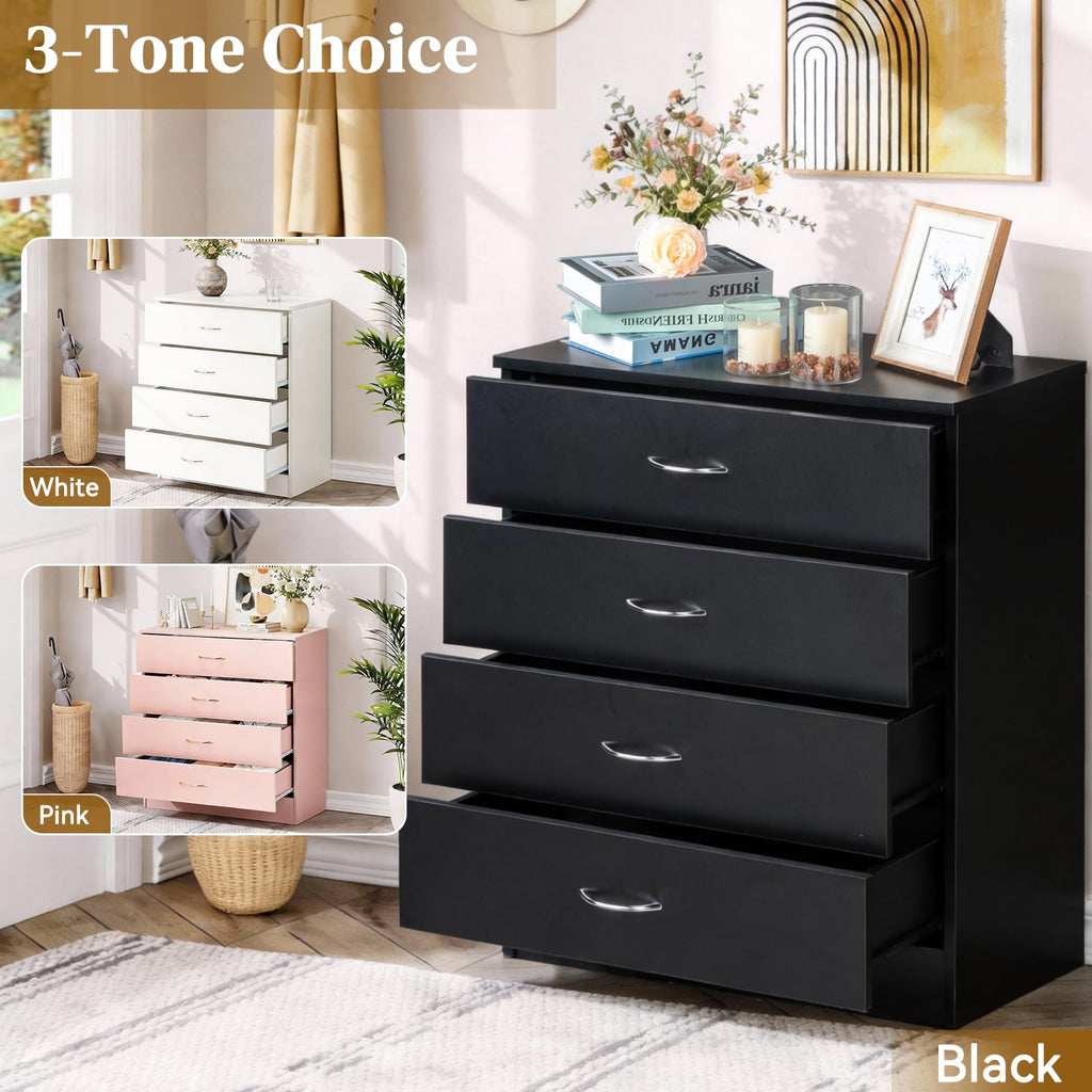 Black 4 Drawer Nightstand Q12285