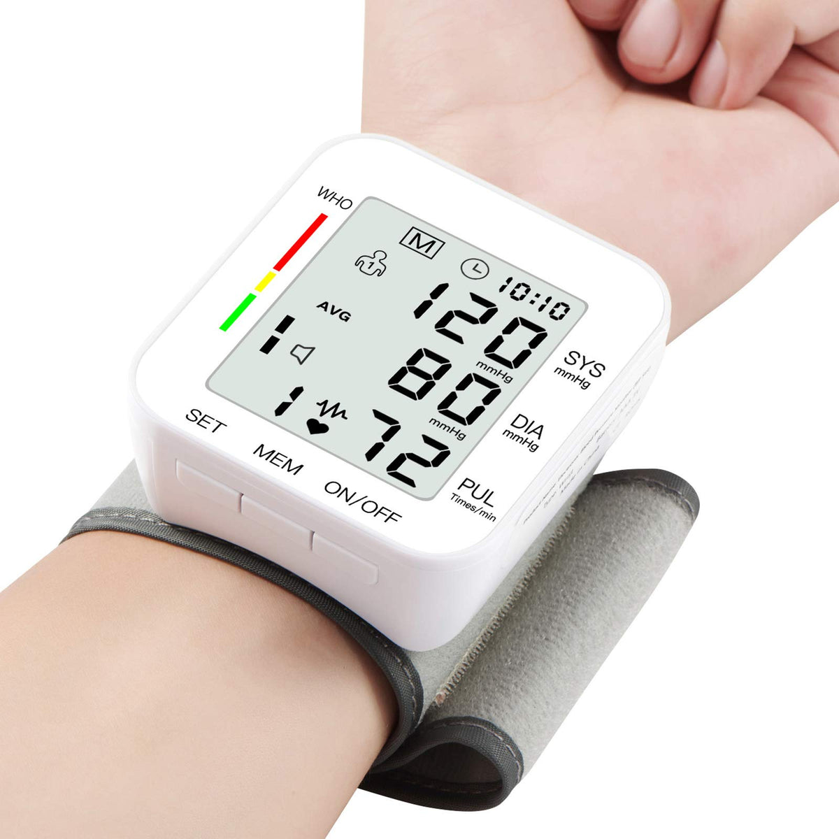 Wrist Blood Pressure Monitor Large LCD Display Adjustable Cuff 99x2 Sets Memory with Carrying Case White Pack of 5 J6183