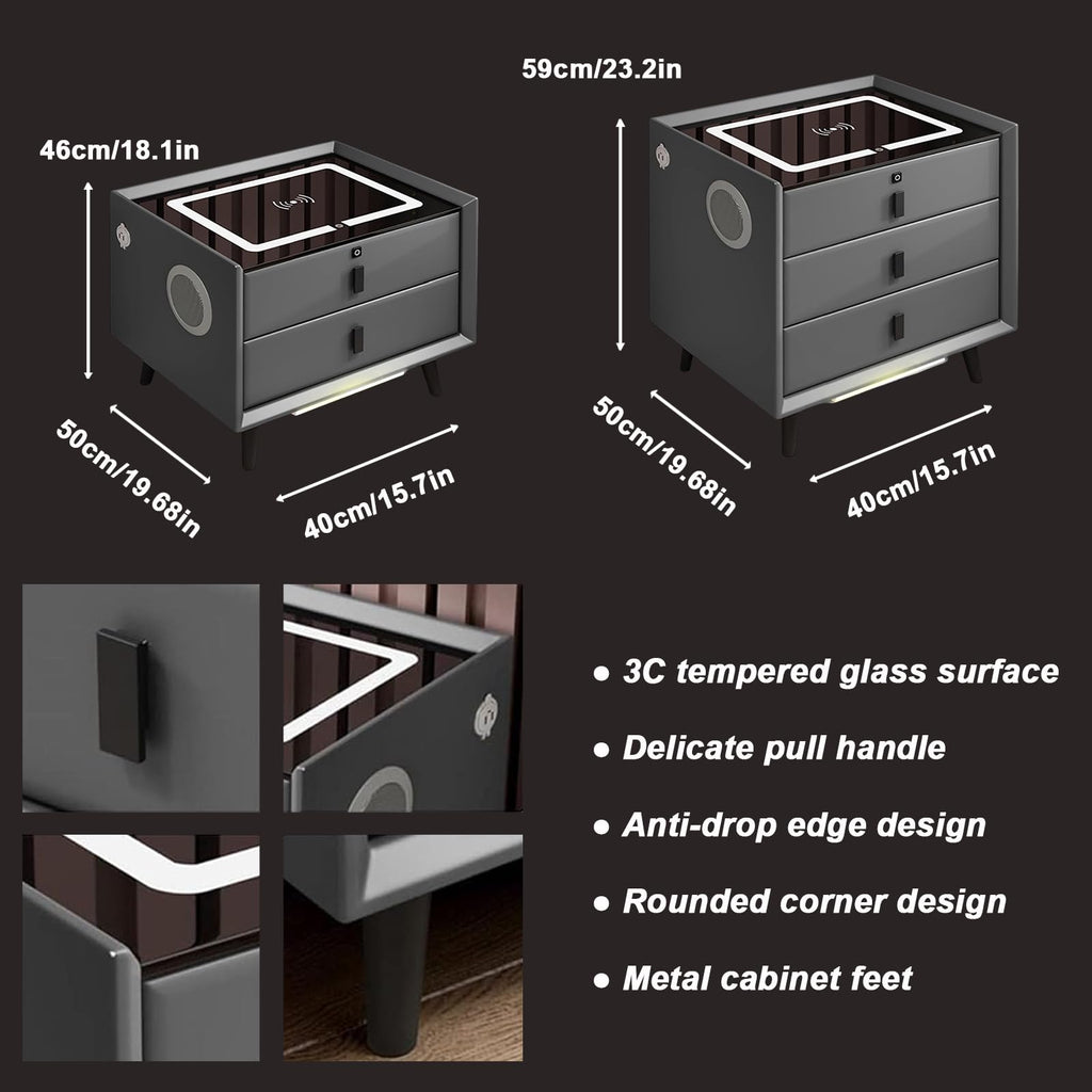 Orange 3 Drawer Nightstand with Wireless Charging and USB Port F41268