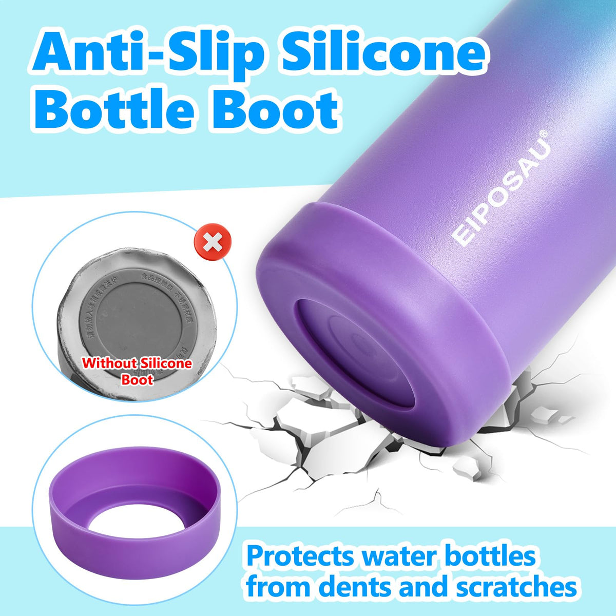 Insulated Water Bottle with Lid & Boot & Stickers, 24 oz B944411
