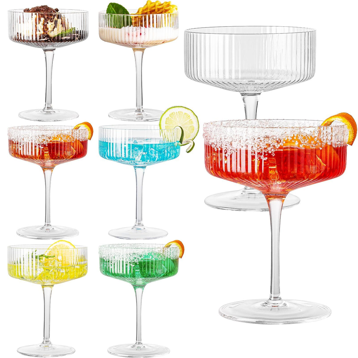 Set of 6 Ribbed Coupe Cocktail Glasses N476307