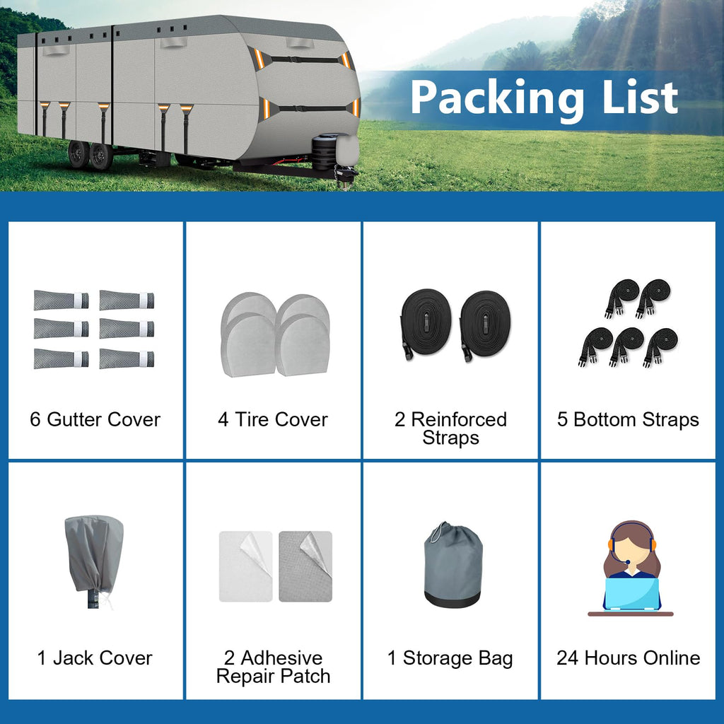 22-24 ft 500D Oxford Waterproof Travel Trailer Cover V623