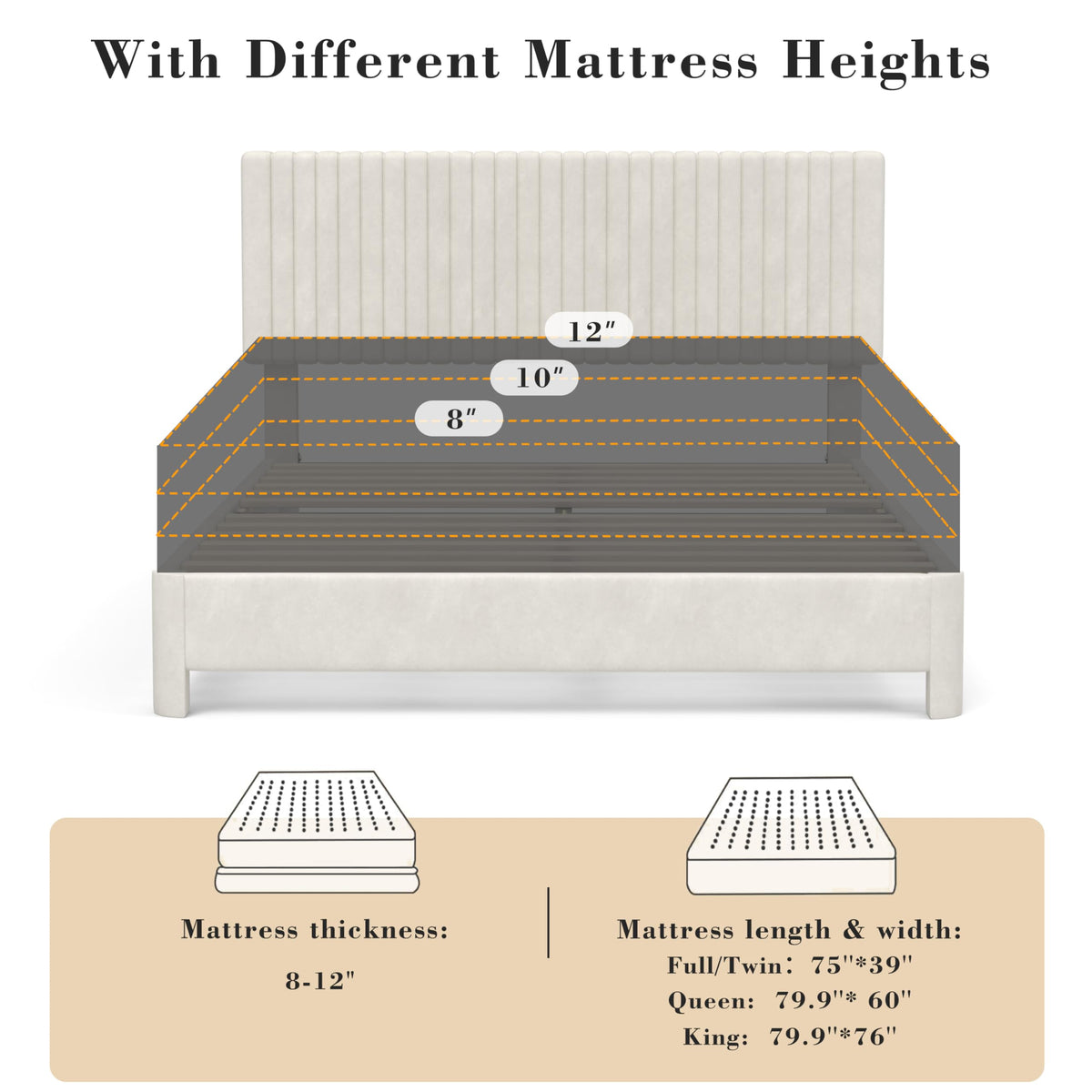 King Size Velvet Upholstered Bed Frame with Headboard B226715