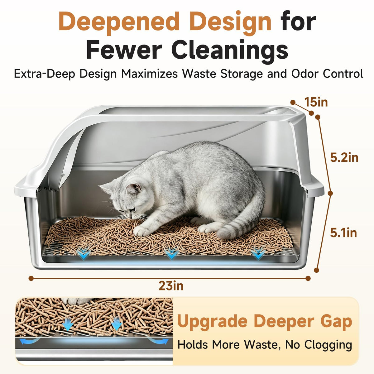 Stainless Steel Sifting Litter Box P1823
