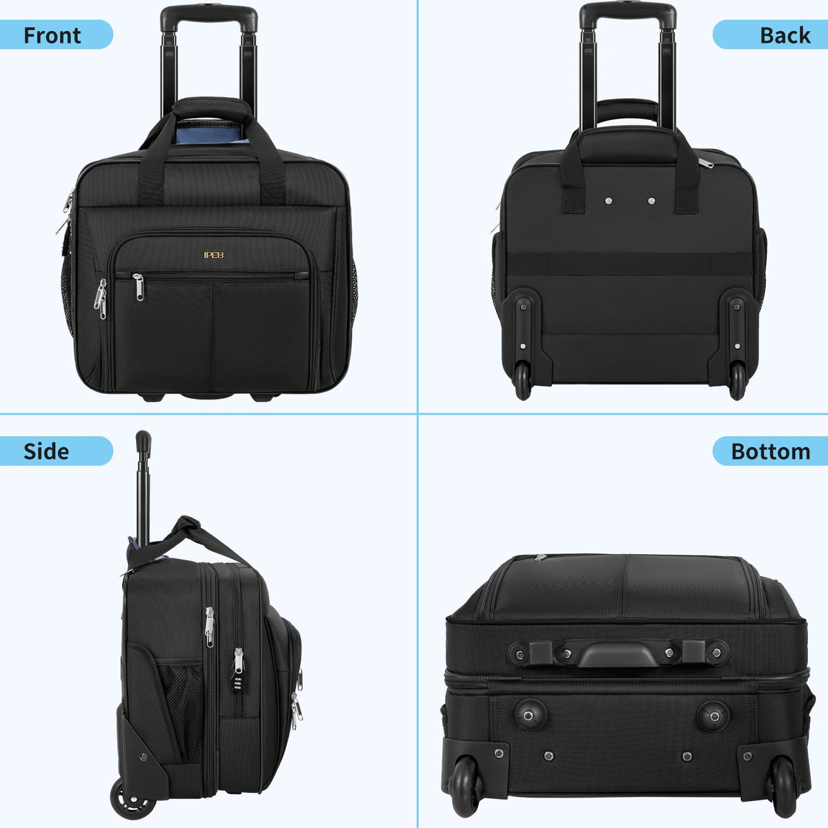 Water-Resistant 17.3" Rolling Laptop Bag with RFID Pocket M234