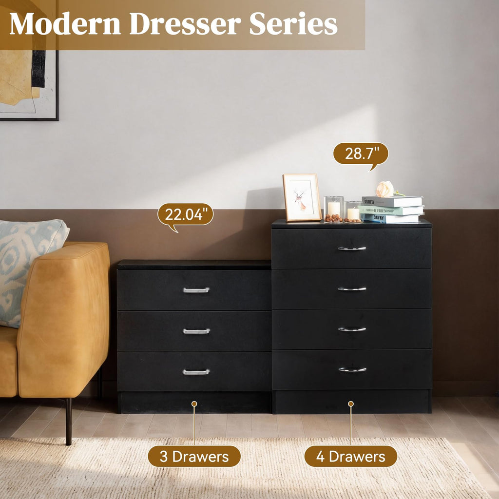 Black 4 Drawer Nightstand Q12285