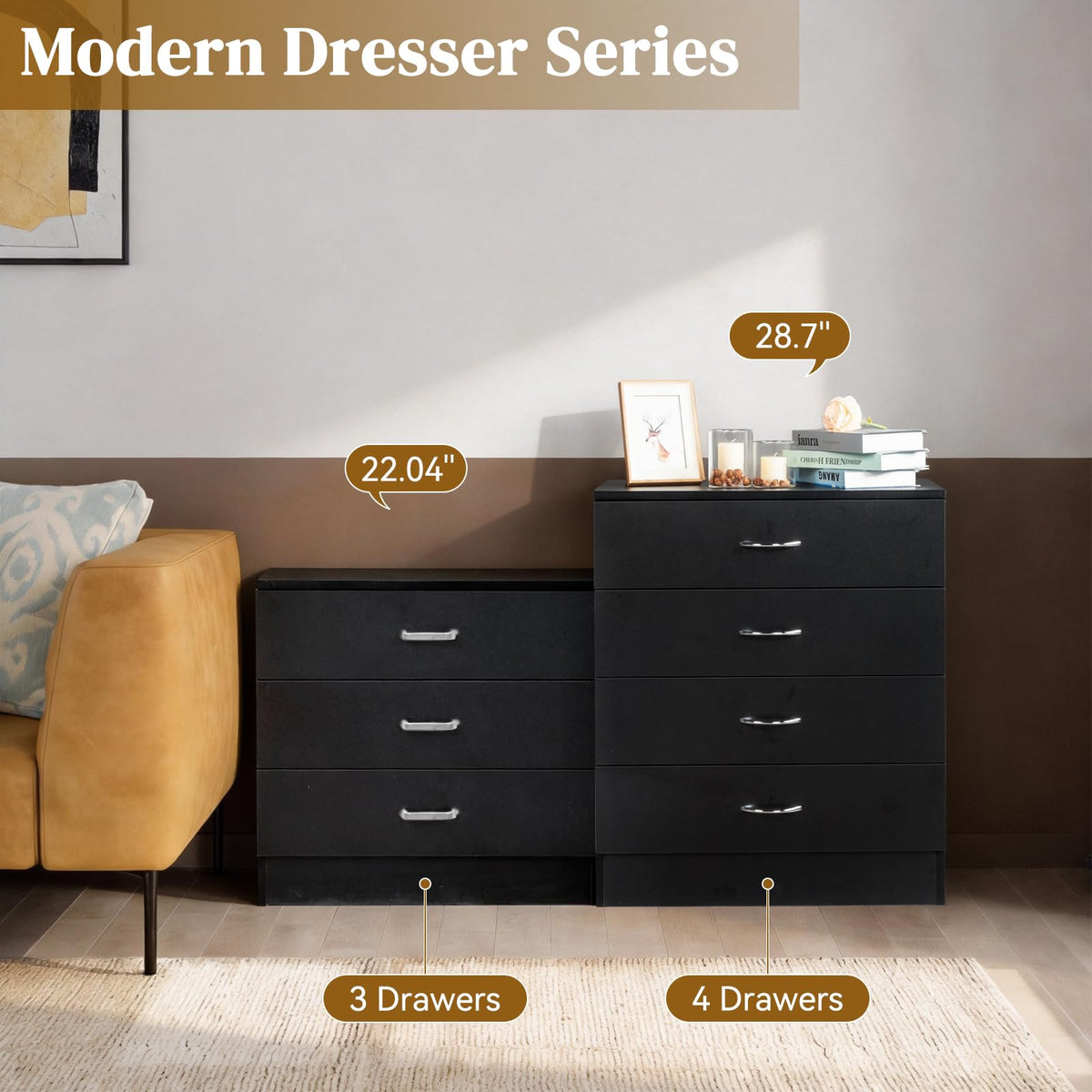 Black 4 Drawer Nightstand Q12285