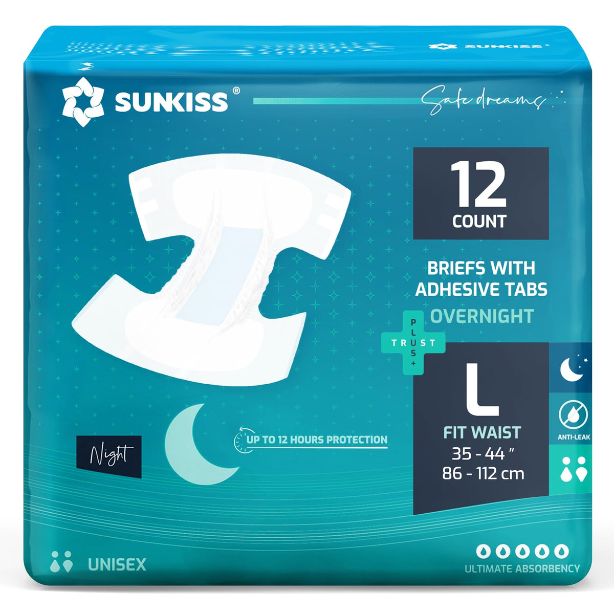 Adult Diapers with Tabs, L, 12 Count M776