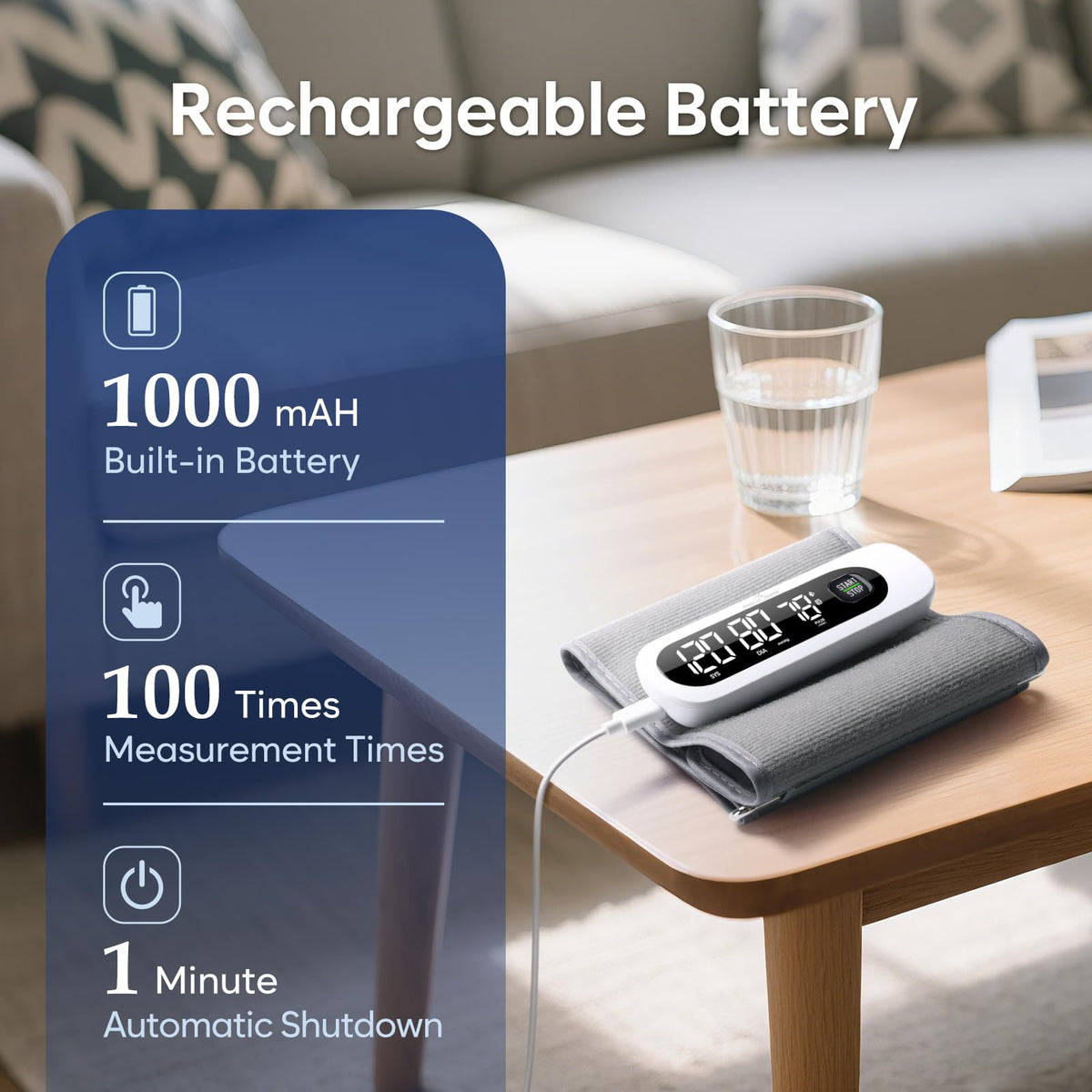 Wireless Bluetooth Blood Pressure Monitor with Large Cuff T364
