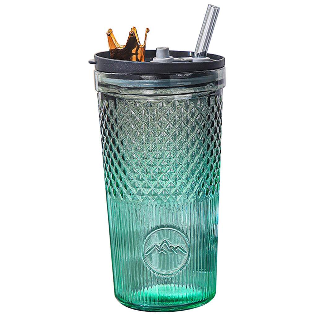 20Oz Glass Tumbler with Straw and Lid B7978
