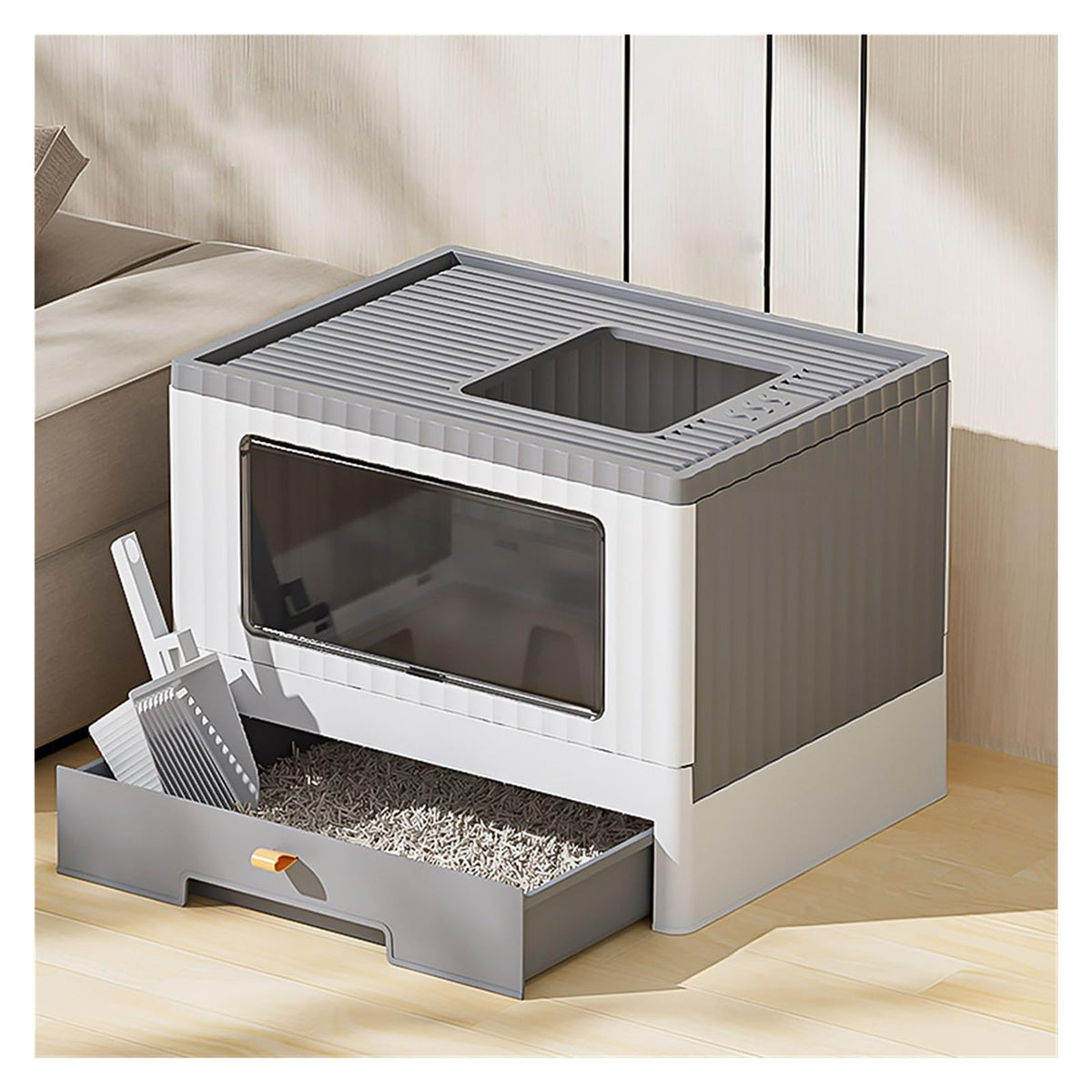 Foldable Cat Litter Box with Lid C596147