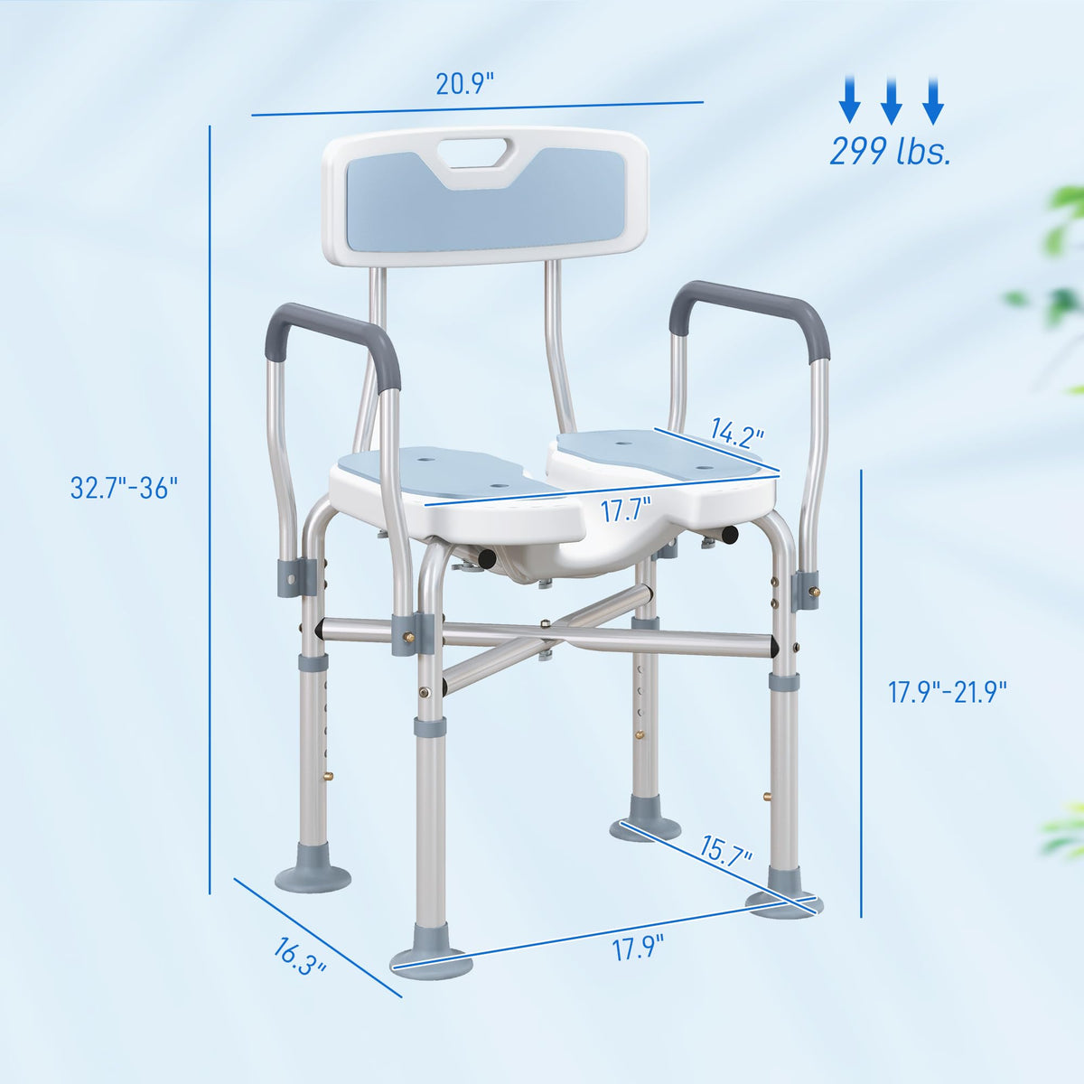 Padded Shower Chair with Arms and Back M18152
