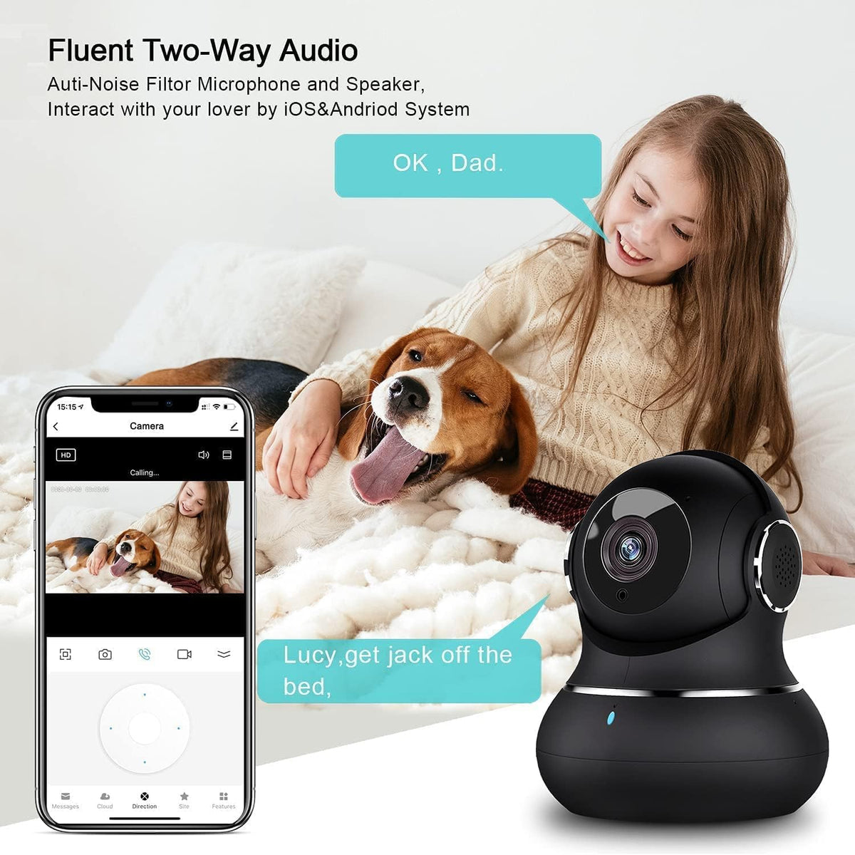 2K Indoor Security Camera with Motion Detection Night Vision M737