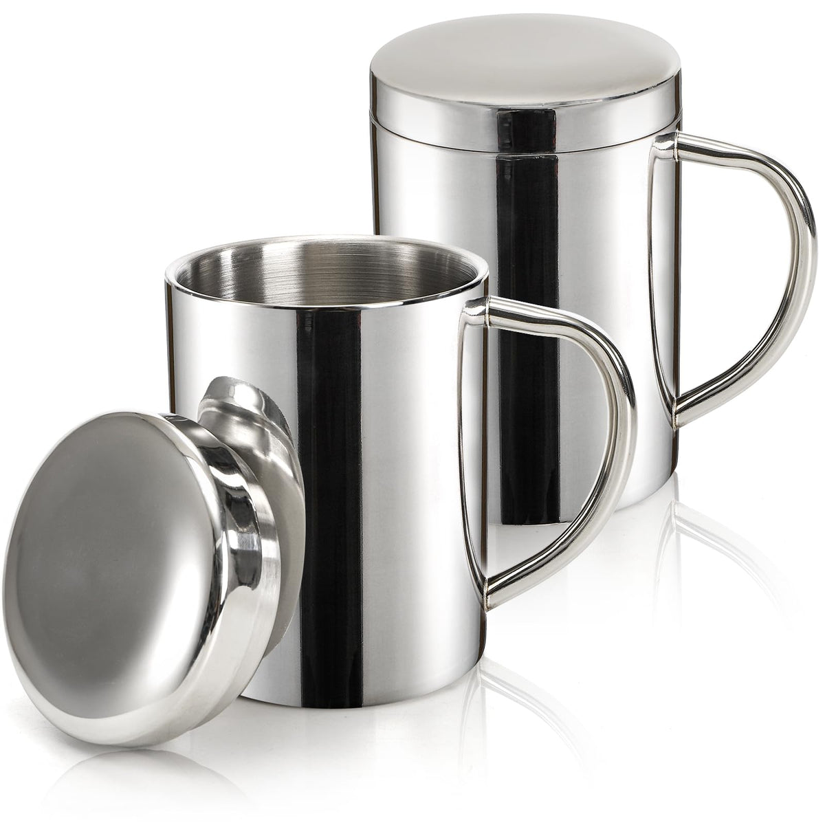 2 Pack 13.5 oz Stainless Steel Insulated Mugs with Lid and Handle S441574