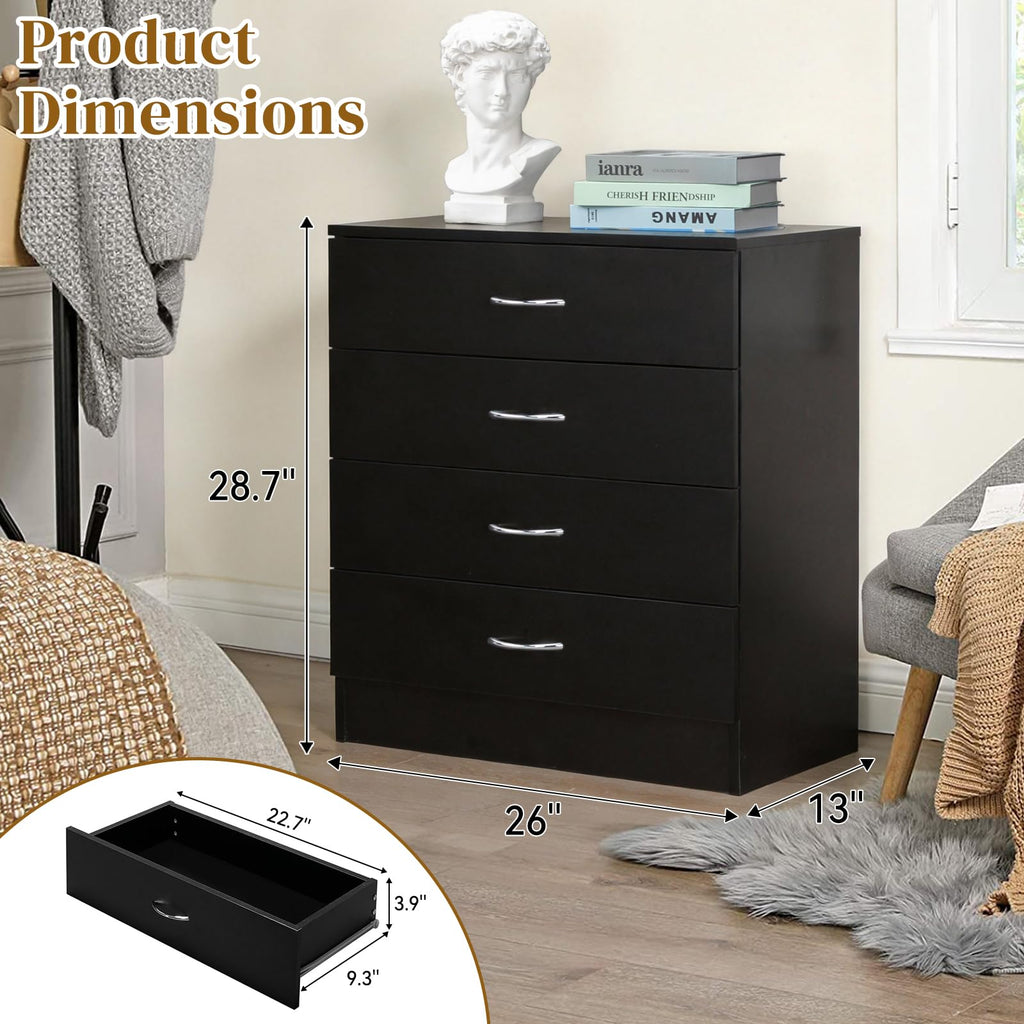 Black 4 Drawer Nightstand Q12285