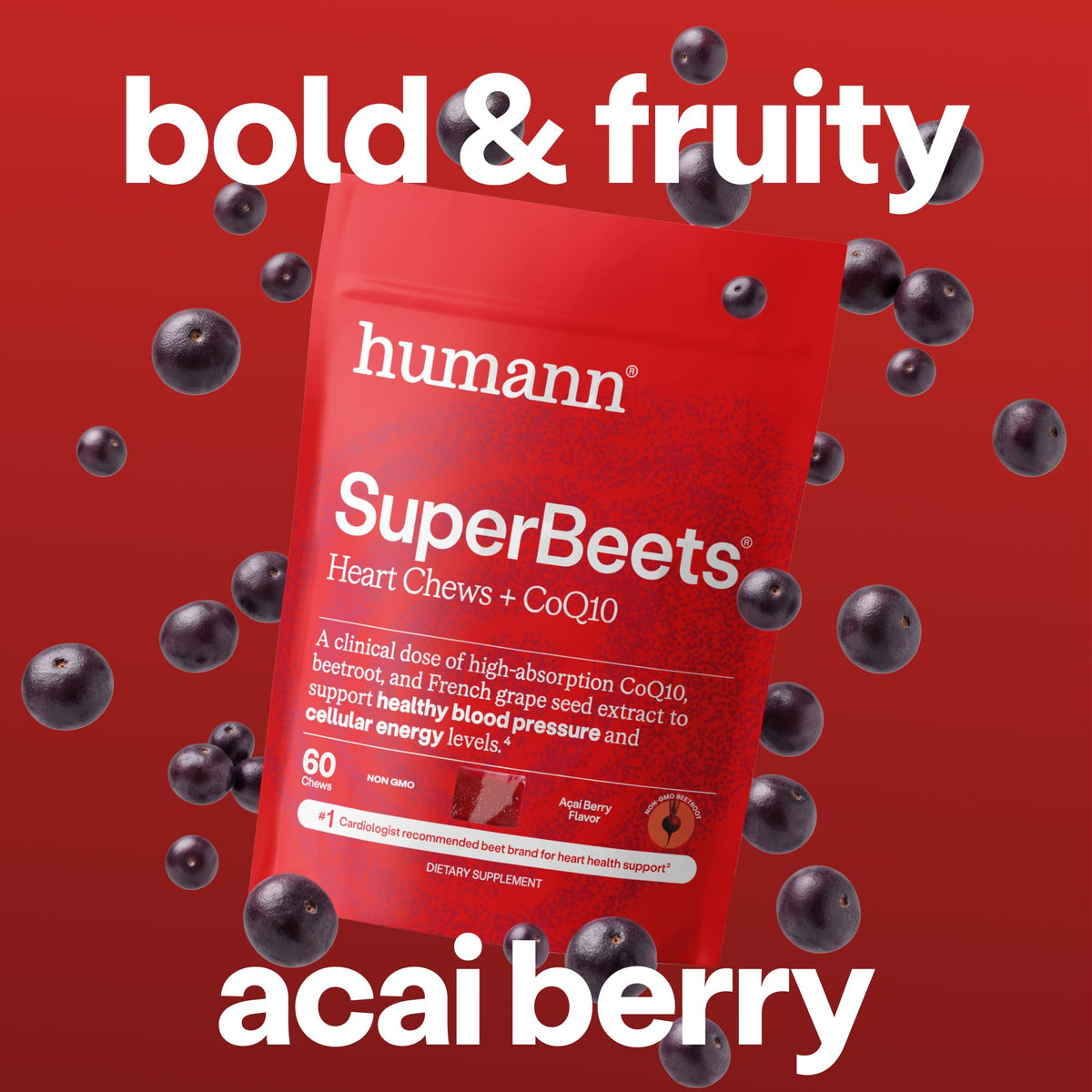 SuperBeets 5-in-1 Heart Chews 150mg CoQ10 60 Ct W623892