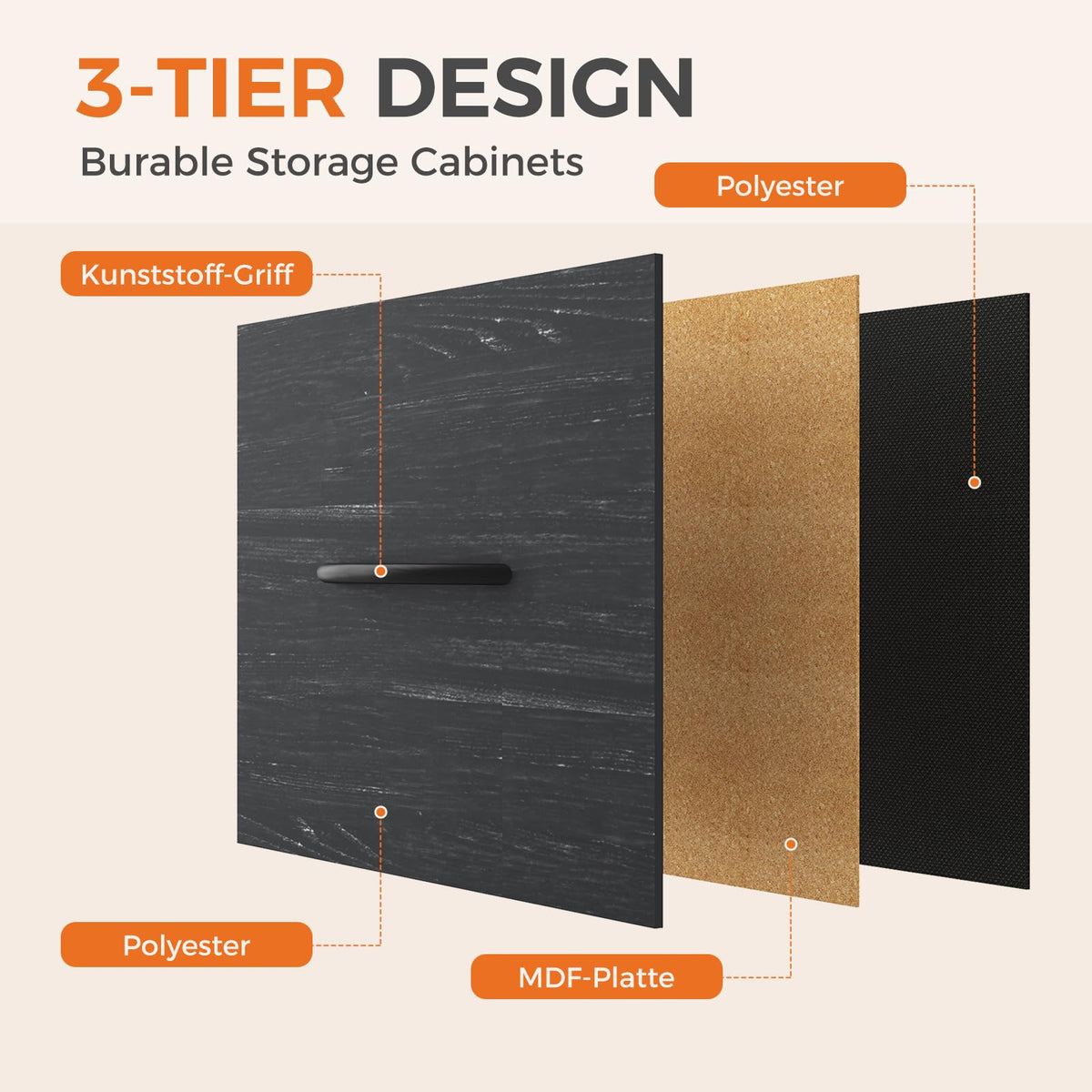 Black 8 Drawer Fabric Dresser T31441