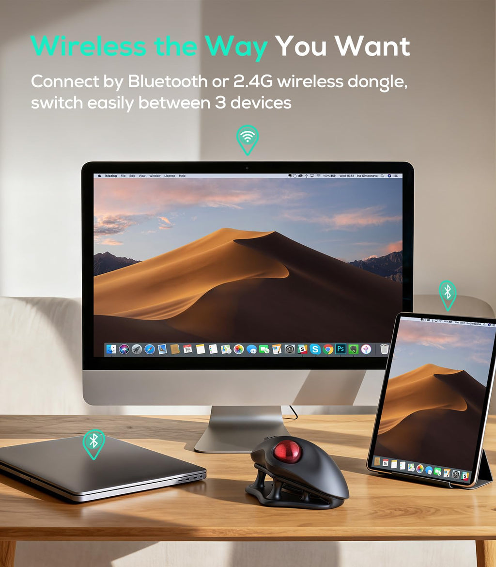 Wireless Ergonomic Trackball Mouse H6368