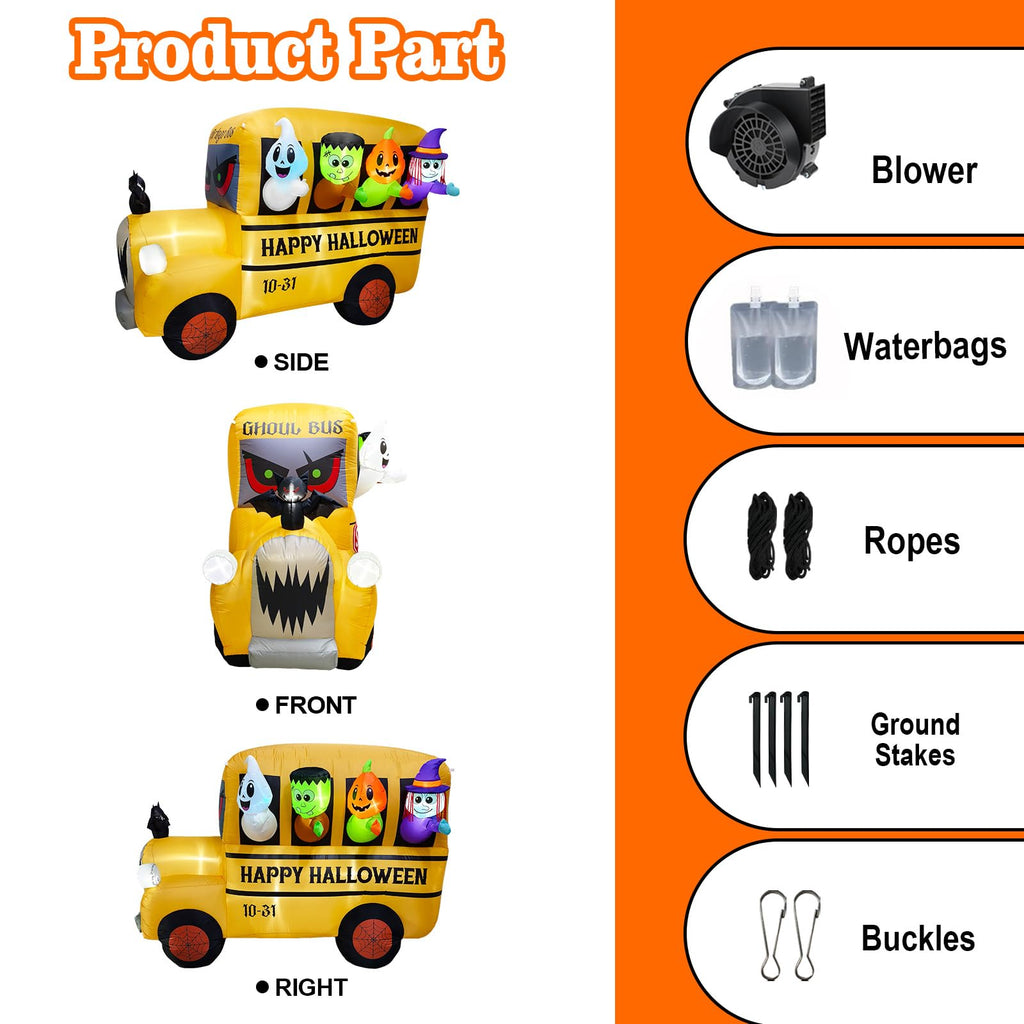 8.1FT Halloween Inflatable Ghost Frankenstein Pumpkin Monster Witch Bus Decoration W574912