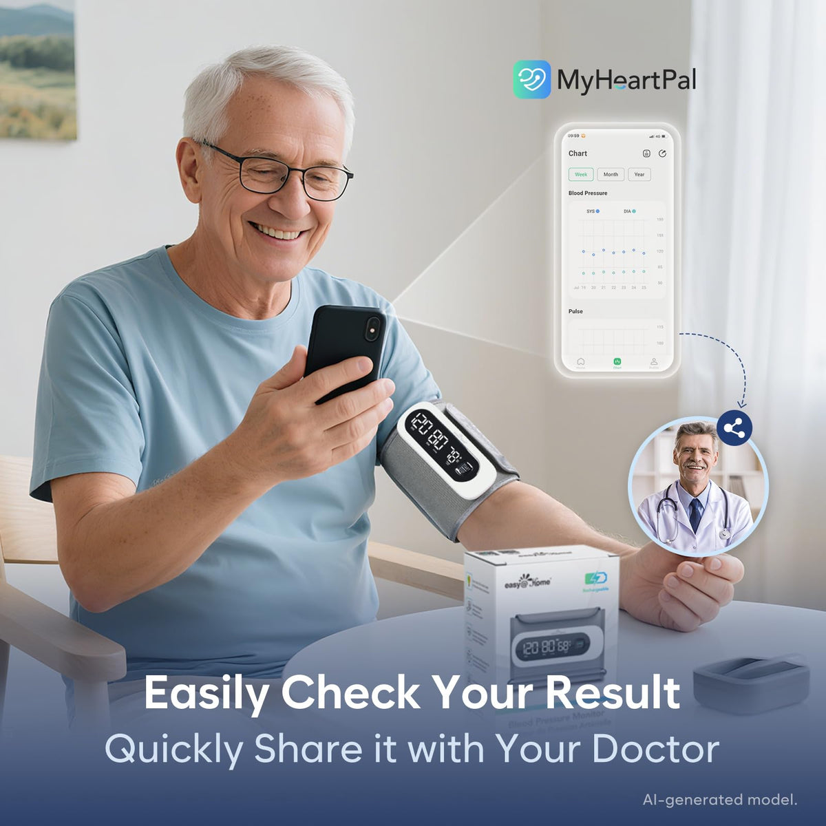 Wireless Bluetooth Blood Pressure Monitor with Large Cuff T364